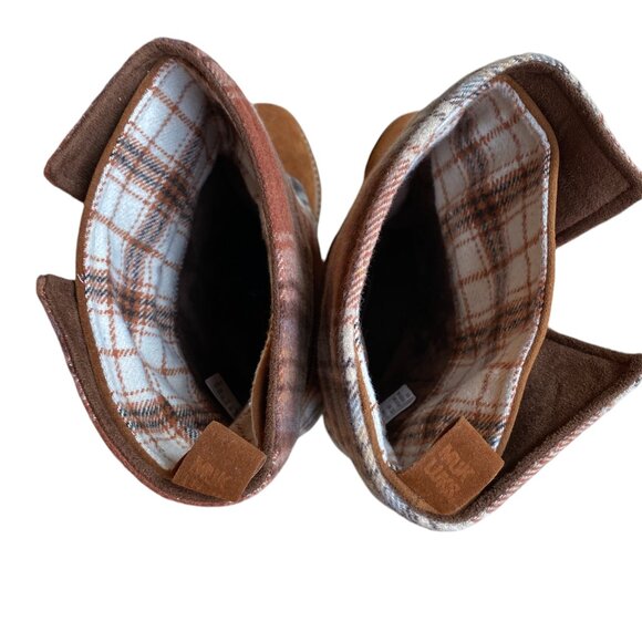 NWOT MUK LUKS Slope Nikki Boots Wear 3-Way Plaid Flannel Plush Western Boho-8W - Picture 11 of 16